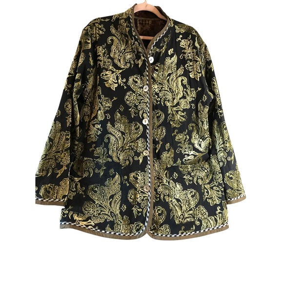 KOOS OF COURSE Womens Jacket Artsy Tapestry Patchwork Silk Blend Bohemian Large - Picture 4 of 7